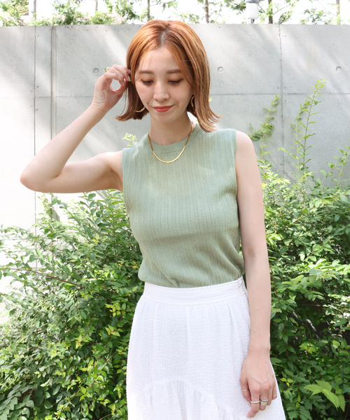 B.C STOCK(ベーセーストック)の「シースルーニットリブトップス(ニット/セーター・レディース・ブラック/アイボリー/グリーン・FREE)」の13枚目の写真