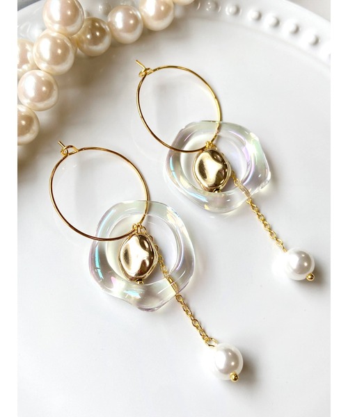 tone（トーン）の「【MUURABBTI】オーロラとパールのフープピアス(MA)（ピアス（両耳用）・レディース・シルバー/ゴールド・FREE）」の3枚目の写真