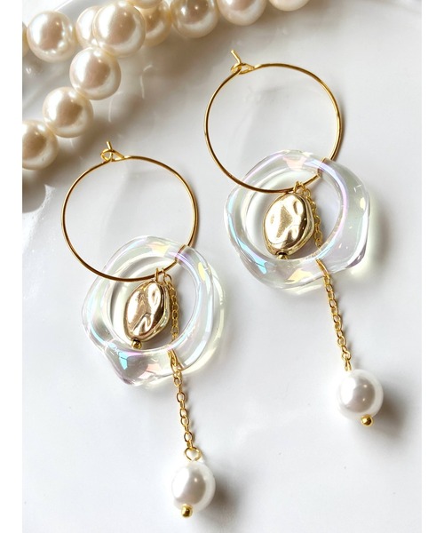 tone（トーン）の「【MUURABBTI】オーロラとパールのフープピアス(MA)（ピアス（両耳用）・レディース・シルバー/ゴールド・FREE）」の4枚目の写真