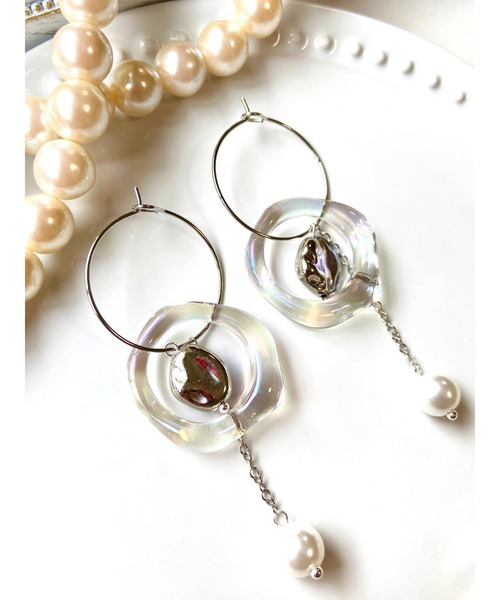 tone（トーン）の「【MUURABBTI】オーロラとパールのフープピアス(MA)（ピアス（両耳用）・レディース・シルバー/ゴールド・FREE）」の6枚目の写真