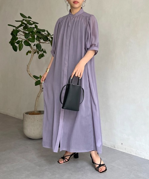 prose verse（プロズヴェール）の「ロングボヤージュシャツワンピース（シャツワンピース・レディース・ブラック/パープル/オフホワイト・MEDIUM）」の3枚目の写真