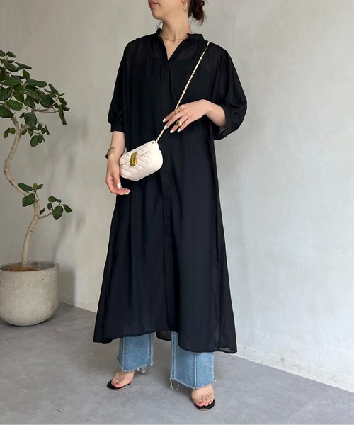 prose verse（プロズヴェール）の「ロングボヤージュシャツワンピース（シャツワンピース・レディース・ブラック/パープル/オフホワイト・MEDIUM）」の2枚目の写真