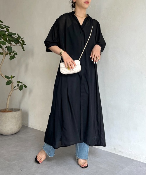 prose verse（プロズヴェール）の「ロングボヤージュシャツワンピース（シャツワンピース・レディース・ブラック/パープル/オフホワイト・MEDIUM）」の16枚目の写真