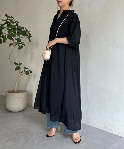 prose verse（プロズヴェール）の「ロングボヤージュシャツワンピース（シャツワンピース・レディース・ブラック/パープル/オフホワイト・MEDIUM）」の20枚目の写真