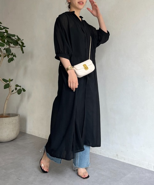 prose verse（プロズヴェール）の「ロングボヤージュシャツワンピース（シャツワンピース・レディース・ブラック/パープル/オフホワイト・MEDIUM）」の13枚目の写真