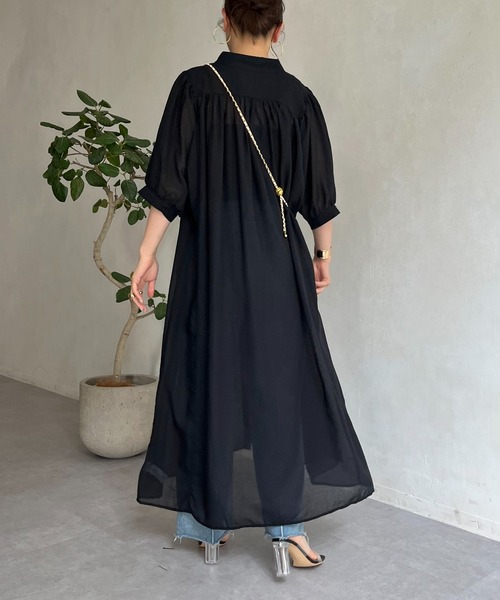 prose verse（プロズヴェール）の「ロングボヤージュシャツワンピース（シャツワンピース・レディース・ブラック/パープル/オフホワイト・MEDIUM）」の4枚目の写真