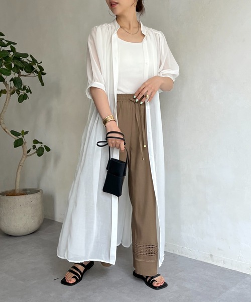 prose verse（プロズヴェール）の「ロングボヤージュシャツワンピース（シャツワンピース・レディース・ブラック/パープル/オフホワイト・MEDIUM）」の7枚目の写真