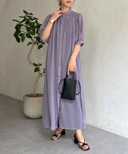 prose verse（プロズヴェール）の「ロングボヤージュシャツワンピース（シャツワンピース・レディース・ブラック/パープル/オフホワイト・MEDIUM）」の8枚目の写真