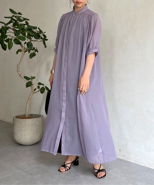 prose verse（プロズヴェール）の「ロングボヤージュシャツワンピース（シャツワンピース・レディース・ブラック/パープル/オフホワイト・MEDIUM）」の15枚目の写真