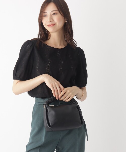 index（インデックス）の「◆ギャザーワンハンドルミニショルダー（ショルダーバッグ・レディース・ブラック/パープル/オフホワイト・00）」の19枚目の写真