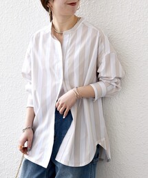 SHIPS any（シップス エニィ）の「SHIPS any:〈洗濯機可能〉REPREVE バンド カラー シャツ（シャツ/ブラウス）」