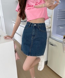 Jewelobe（ジュエローブ）の「ヒップ花刺繍デニムミニスカート（デニムスカート）」