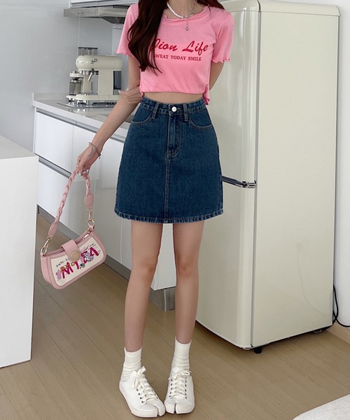 Jewelobe（ジュエローブ）の「ヒップ花刺繍デニムミニスカート（デニムスカート・レディース・ネイビー/サックスブルー・S/M）」の15枚目の写真