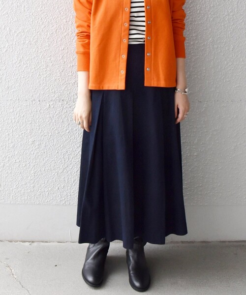 SHIPS any（シップス エニィ）の「SHIPS any:〈ウォッシャブル〉モールスキン ボックス タック スカート◇（スカート・レディース・ライトブルー/ネイビー/オレンジ・ONE SIZE）」の3枚目の写真
