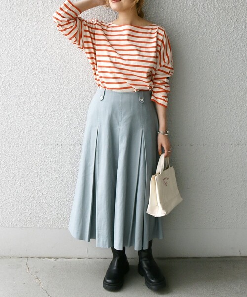 SHIPS any（シップス エニィ）の「SHIPS any:〈ウォッシャブル〉モールスキン ボックス タック スカート◇（スカート・レディース・ライトブルー/ネイビー/オレンジ・ONE SIZE）」の20枚目の写真