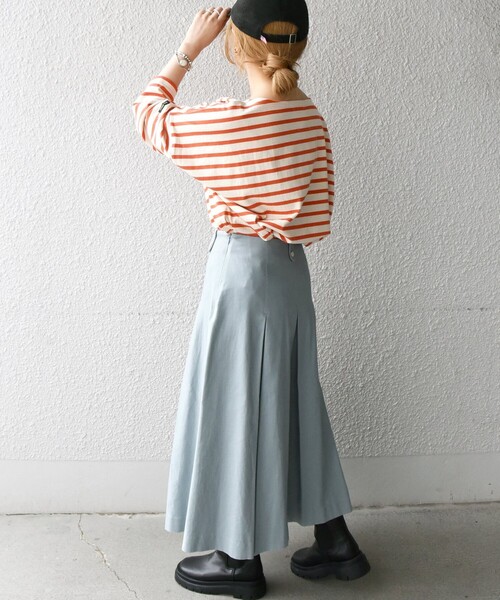 SHIPS any（シップス エニィ）の「SHIPS any:〈ウォッシャブル〉モールスキン ボックス タック スカート◇（スカート・レディース・ライトブルー/ネイビー/オレンジ・ONE SIZE）」の22枚目の写真