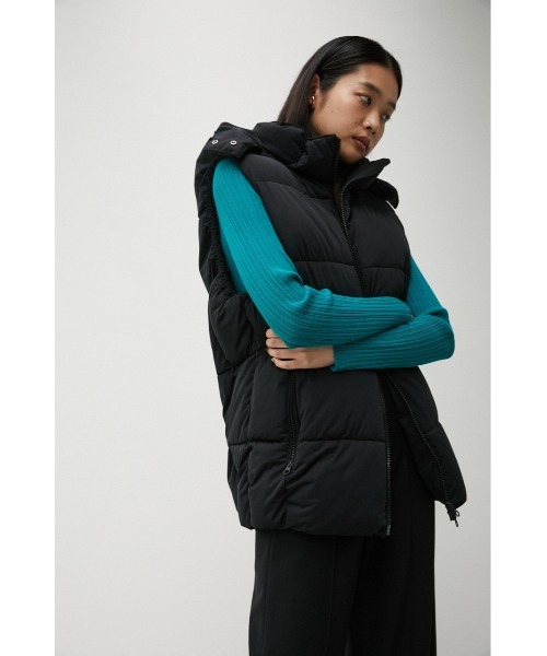 AZUL by moussy（アズールバイマウジー）の「OWEN STRETCH PADDING VEST/オーエンストレッチパディングベスト（ダウンベスト・メンズ・ブラック/ホワイト/ベージュ・MEDIUM/LARGE/SMALL）」の5枚目の写真