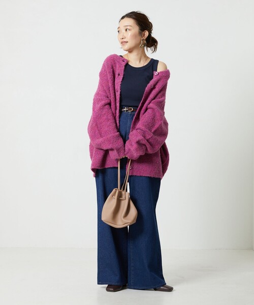 FREAK'S STORE（フリークスストア）の「【WEB限定】2WAYウール混ループヤーンカーディガン（カーディガン/ボレロ・レディース・ピンク/オレンジ/グレー/グリーン/ブラック・ﾌﾘ-）」の10枚目の写真