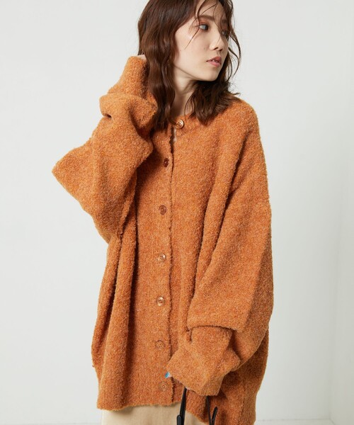 FREAK'S STORE（フリークスストア）の「【WEB限定】2WAYウール混ループヤーンカーディガン（カーディガン/ボレロ・レディース・ピンク/オレンジ/グレー/グリーン/ブラック・ﾌﾘ-）」の21枚目の写真