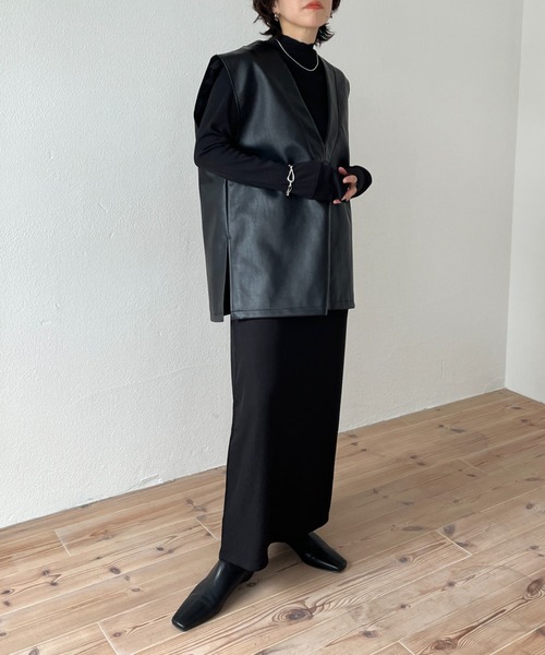 wee9s(ウィークス)の「2way rib one piece / 前後2wayリブワンピース(ワンピース・レディース・アイボリー/ブラック/カーキ/ブラウン・FREE)」の22枚目の写真