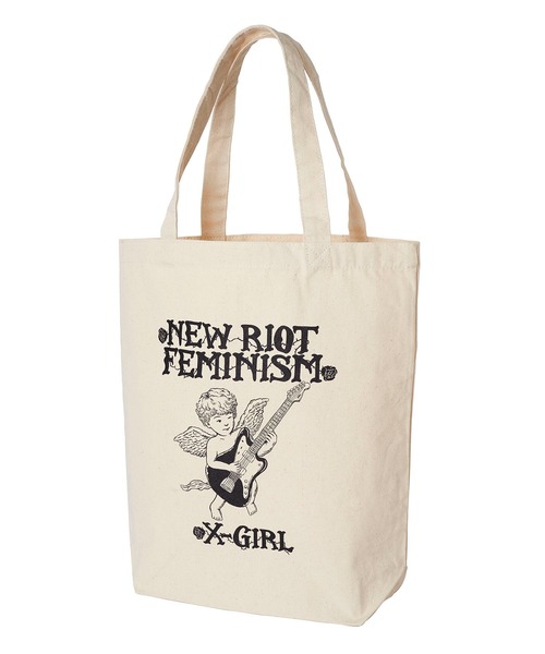 X-girl（エックスガール）の「X-girl × YUGO. TOTE BAG（トートバッグ・レディース・ピンク/ブラック/ホワイト・ONE SIZE）」の2枚目の写真