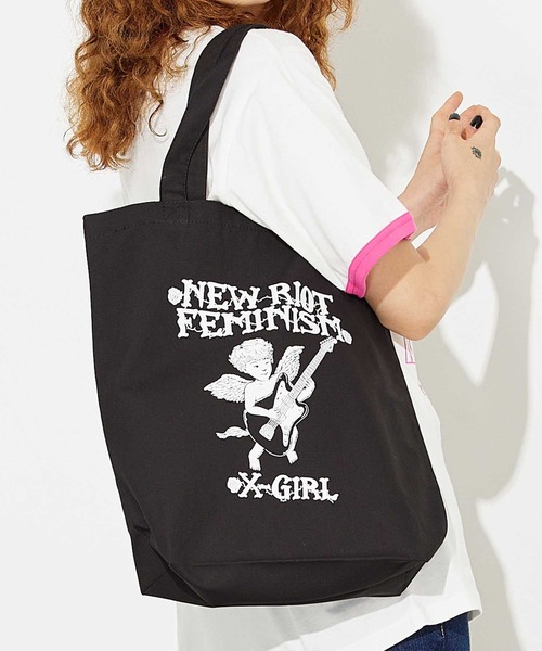 X-girl（エックスガール）の「X-girl × YUGO. TOTE BAG（トートバッグ・レディース・ピンク/ブラック/ホワイト・ONE SIZE）」の22枚目の写真