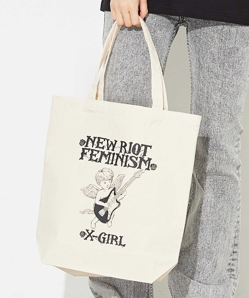 X-girl（エックスガール）の「X-girl × YUGO. TOTE BAG（トートバッグ・レディース・ピンク/ブラック/ホワイト・ONE SIZE）」の21枚目の写真