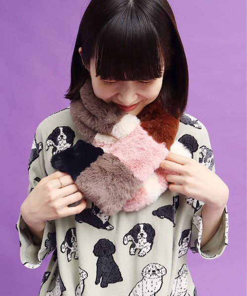 didizizi（ディディジジ）の「マルチカラーファーティペット（マフラー・レディース・パープル/ブラウン/グレー・FREE）」の14枚目の写真