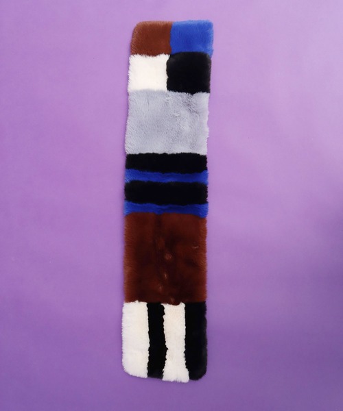 マルチカラーファーマフラー ラビット ファー マフラー マルチカラー レディース ギフト