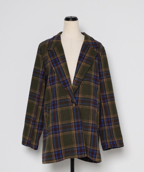Bonjour Sagan（ボンジュールサガン）の「テーラードチェックジャケット（テーラードジャケット・レディース・ネイビー/グレー/カーキ・FREE）」の16枚目の写真