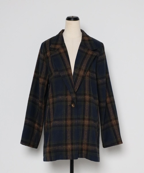 Bonjour Sagan（ボンジュールサガン）の「テーラードチェックジャケット（テーラードジャケット・レディース・ネイビー/グレー/カーキ・FREE）」の17枚目の写真