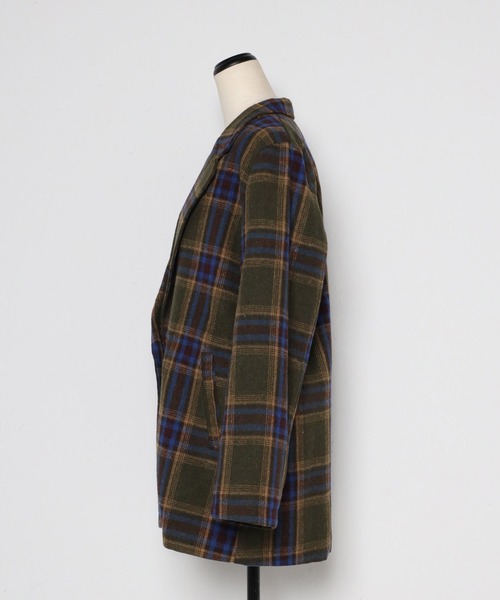 Bonjour Sagan（ボンジュールサガン）の「テーラードチェックジャケット（テーラードジャケット・レディース・ネイビー/グレー/カーキ・FREE）」の18枚目の写真