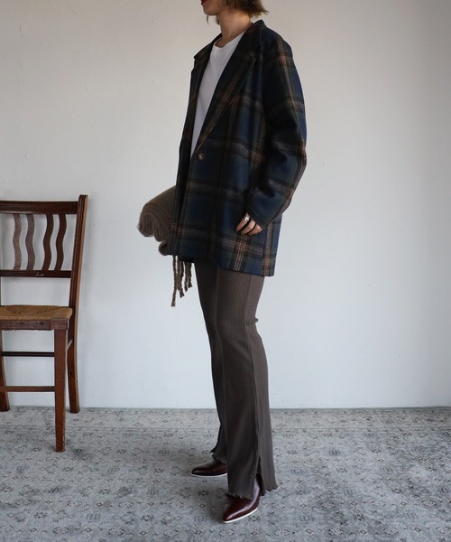 Bonjour Sagan（ボンジュールサガン）の「テーラードチェックジャケット（テーラードジャケット・レディース・ネイビー/グレー/カーキ・FREE）」の10枚目の写真