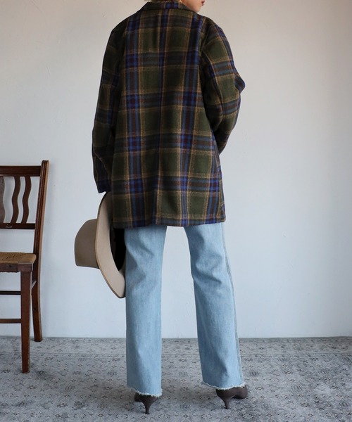 Bonjour Sagan（ボンジュールサガン）の「テーラードチェックジャケット（テーラードジャケット・レディース・ネイビー/グレー/カーキ・FREE）」の7枚目の写真