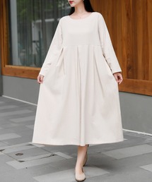 ウエスト切り替えタックロングワンピース