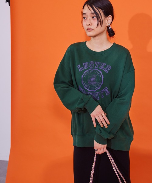 AMERICAN HOLIC（アメリカンホリック）の「ロゴプリント裏毛スウェット①（スウェット・レディース・チャコールグレー/ネイビー/ブラウン/グリーン/オートミール・M/L）」の9枚目の写真