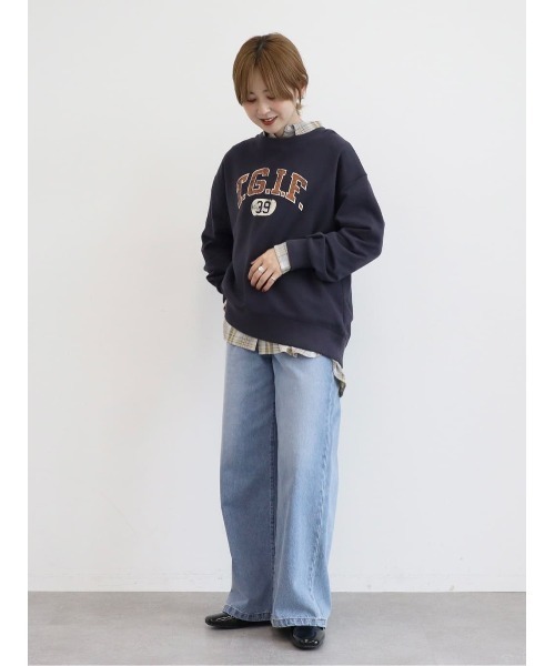 AMERICAN HOLIC（アメリカンホリック）の「ロゴプリント裏毛スウェット①（スウェット・レディース・チャコールグレー/ネイビー/ブラウン/グリーン/オートミール・M/L）」の10枚目の写真