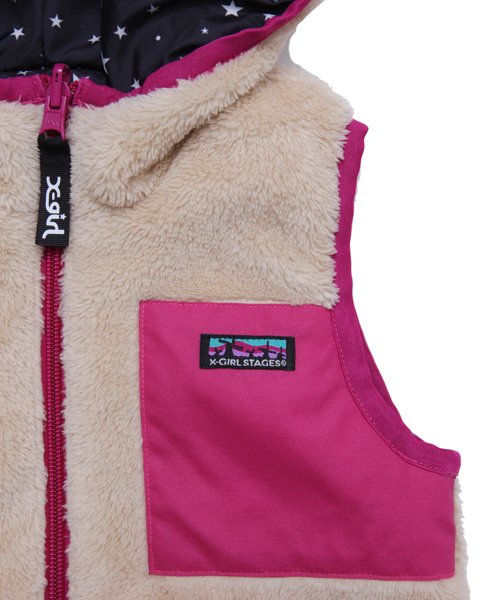 X-girl Stages（エックスガールステージス）の「FLUFFY REVERSIBLE VEST(4T～7T)（ベスト・キッズ・マルチ/ベージュ/ネイビー・4T/5T/6T/7T）」の8枚目の写真
