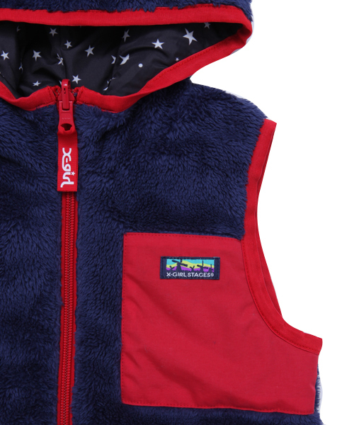 X-girl Stages（エックスガールステージス）の「FLUFFY REVERSIBLE VEST(4T～7T)（ベスト・キッズ・マルチ/ベージュ/ネイビー・4T/5T/6T/7T）」の9枚目の写真