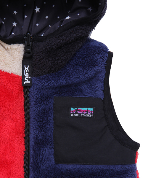 X-girl Stages（エックスガールステージス）の「FLUFFY REVERSIBLE VEST(4T～7T)（ベスト・キッズ・マルチ/ベージュ/ネイビー・4T/5T/6T/7T）」の10枚目の写真