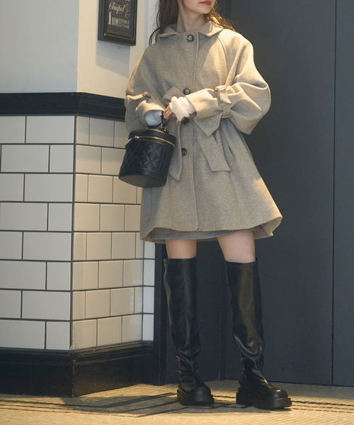 OLIVE des OLIVE（オリーブデオリーブ）の「ニーハイタンク底ブーツ（ブーツ・レディース・キャメル/ブラック・SMALL/MEDIUM/LARGE）」の6枚目の写真