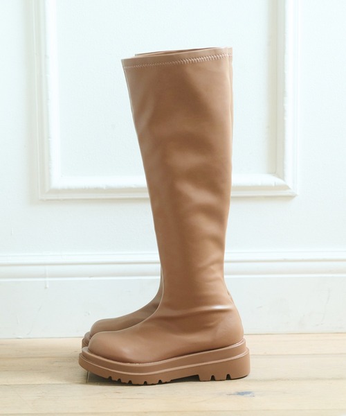 OLIVE des OLIVE（オリーブデオリーブ）の「ニーハイタンク底ブーツ（ブーツ・レディース・キャメル/ブラック・SMALL/MEDIUM/LARGE）」の11枚目の写真