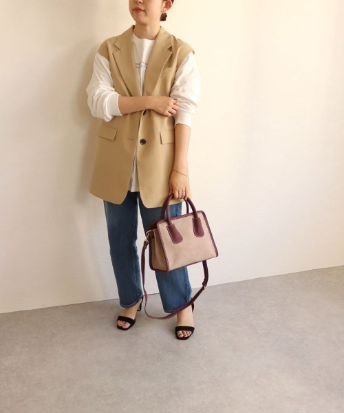 T・S・L(ティーエスエル)の「スクエア2wayバッグ(ボストンバッグ・レディース・ベージュ/グリーン/ボルドー/ブラック・FREE)」の5枚目の写真