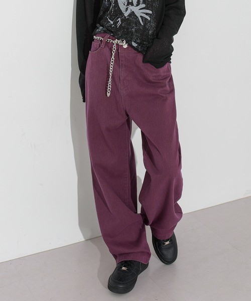 FOLLOWIN(フォロウィン)の「【UNISEX】オールシーズンデイリーカラーワイドコットンパンツ(デニムパンツ・レディース・アイボリー/ブラック/ブラウン/バーガンディー・SMALL/MEDIUM/LARGE)」の4枚目の写真