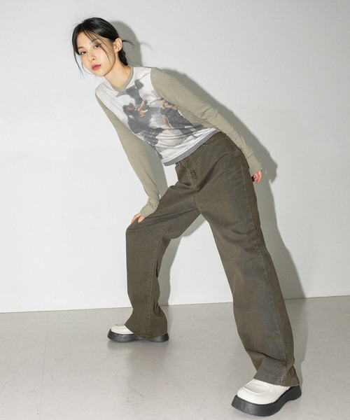 FOLLOWIN(フォロウィン)の「【UNISEX】オールシーズンデイリーカラーワイドコットンパンツ(デニムパンツ・レディース・アイボリー/ブラック/ブラウン/バーガンディー・SMALL/MEDIUM/LARGE)」の3枚目の写真