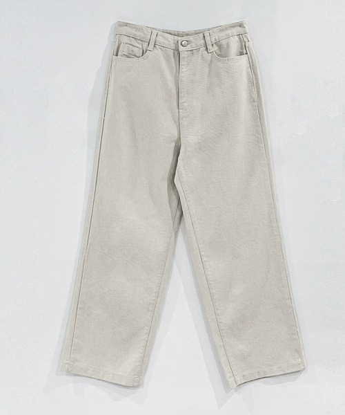 FOLLOWIN(フォロウィン)の「【UNISEX】オールシーズンデイリーカラーワイドコットンパンツ(デニムパンツ・レディース・アイボリー/ブラック/ブラウン/バーガンディー・SMALL/MEDIUM/LARGE)」の2枚目の写真