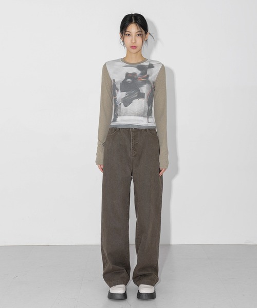 FOLLOWIN(フォロウィン)の「【UNISEX】オールシーズンデイリーカラーワイドコットンパンツ(デニムパンツ・レディース・アイボリー/ブラック/ブラウン/バーガンディー・SMALL/MEDIUM/LARGE)」の5枚目の写真