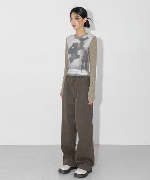 FOLLOWIN(フォロウィン)の「【UNISEX】オールシーズンデイリーカラーワイドコットンパンツ(デニムパンツ・レディース・アイボリー/ブラック/ブラウン/バーガンディー・SMALL/MEDIUM/LARGE)」の6枚目の写真