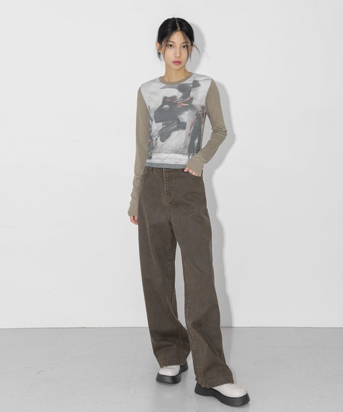 FOLLOWIN(フォロウィン)の「【UNISEX】オールシーズンデイリーカラーワイドコットンパンツ(デニムパンツ・レディース・アイボリー/ブラック/ブラウン/バーガンディー・SMALL/MEDIUM/LARGE)」の8枚目の写真