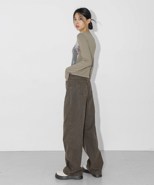 FOLLOWIN(フォロウィン)の「【UNISEX】オールシーズンデイリーカラーワイドコットンパンツ(デニムパンツ・レディース・アイボリー/ブラック/ブラウン/バーガンディー・SMALL/MEDIUM/LARGE)」の9枚目の写真